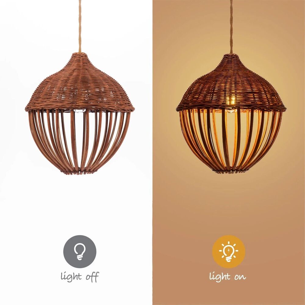 Handmade Natural Rattan Pinecone Pendant Lamp Shade – EcoFriendly Bo Home Decor